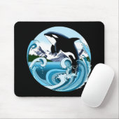 Tapis De Souris Orque Majestueux Baleine Tueuse Vagues Bleues Océa (Avec souris)