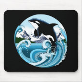 Tapis De Souris Orque Majestueux Baleine Tueuse Vagues Bleues Océa (Devant)