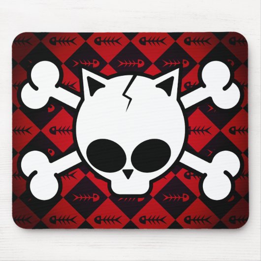 Tapis De Souris Os de crâne et de chat (Devant)