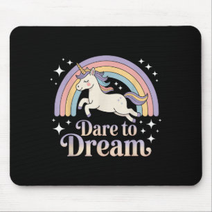 Tapis De Souris Oser rêver Unicorne Motivation arc-en-ciel arc-en-