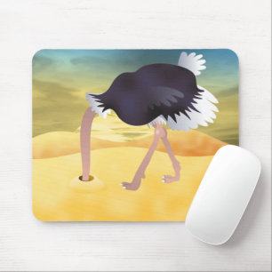 Tapis De Souris Ostrich Caricature Avec Tête Dans Le Sable