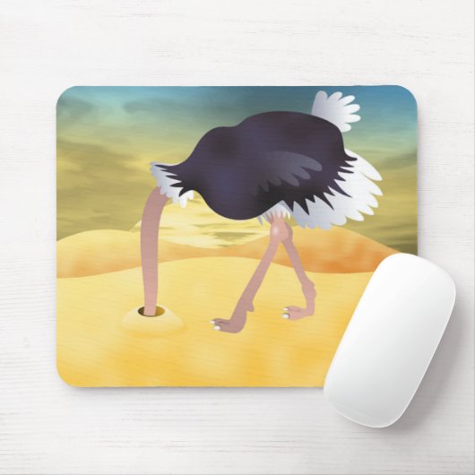 Tapis De Souris Ostrich Caricature Avec Tête Dans Le Sable (Avec souris)