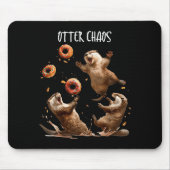 Tapis De Souris Otter Chaos Funny Bagel Fighting Sea Otters Pun An (Devant)