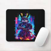Tapis De Souris Otter Katana Cyberpunk Neon Samurai Japanese Art  (Avec souris)