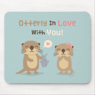 Tapis De Souris Otterly in Love With You, Cute Funny Otter Pun