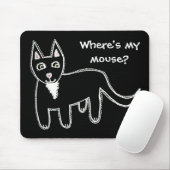 Tapis De Souris Où est ma souris ? Chat noir (Avec souris)
