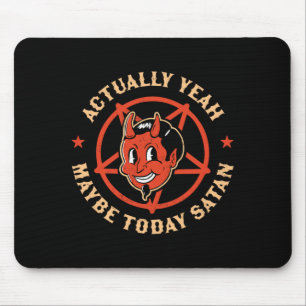 Tapis De Souris Ouais Peut-être Satan Rétro Vintage Halloween Goth