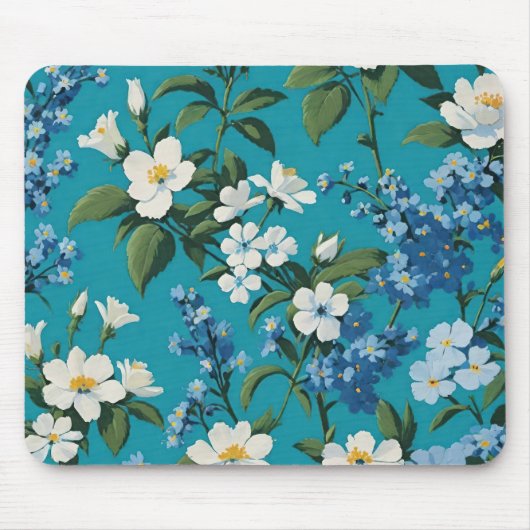 Tapis De Souris Oubliez-moi les noeuds et les petites fleurs blanc (Devant)