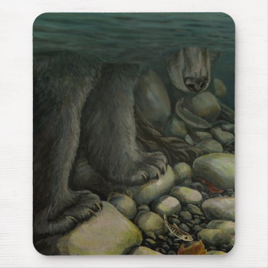 Tapis De Souris Ours Art Mousepad Pêche Décor Peinture (Devant)