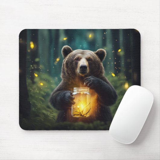 Tapis De Souris Ours Avec Les Lucioles En Jar (Avec souris)