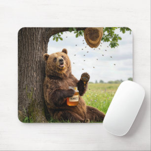 Tapis De Souris Ours avec un pot de miel
