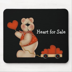 Tapis De Souris Ours avec Wagon of Hearts - Coeur à vendre