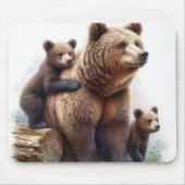 Tapis De Souris Ours Brown avec deux petits (Devant)