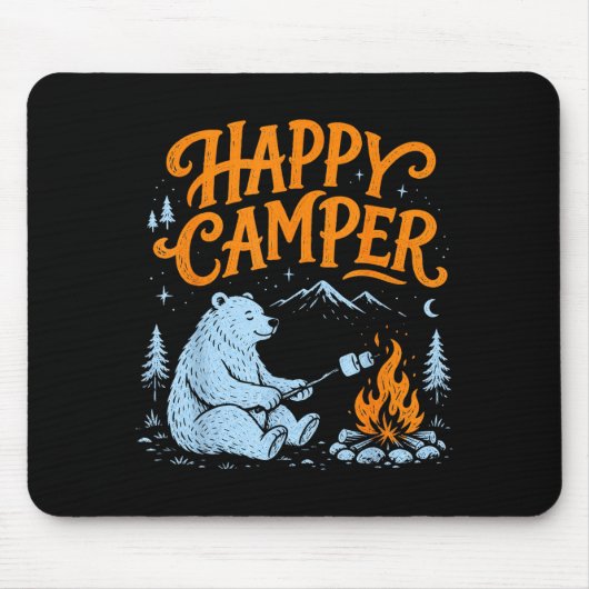 Tapis De Souris Ours campeur heureux conception de marshmallows gr (Devant)