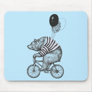Tapis De Souris Ours de bicyclette de ballon