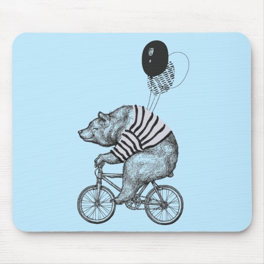 Tapis De Souris Ours de bicyclette de ballon (Devant)