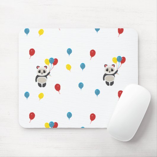 Tapis De Souris Ours de panda blanc ballons (Avec souris)