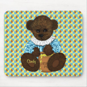 Tapis De Souris Ours de pots de miel (bleu-jaune) Mousepad