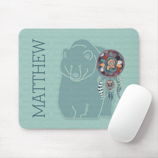 Tapis De Souris Ours d'esprit amérindien avec nom (Avec souris)