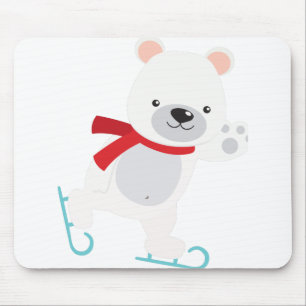 Tapis De Souris Ours d'hiver du patinage sur glace