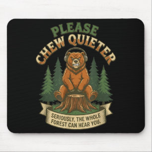 Tapis De Souris Ours Drôle Disant S'il Vous Plaît Mâcher Plus Douc