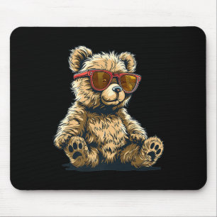 Tapis De Souris Ours en peluche cool avec lunettes de soleil tenue