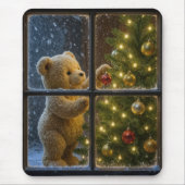 Tapis De Souris Ours en peluche décorant un arbre de Noël (Devant)