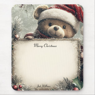 Tapis De Souris Ours en peluche mignon avec décorations de Noël -