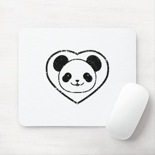 Tapis De Souris Ours Et Coeur De Panda En Caoutchouc (Avec souris)