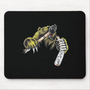 Tapis De Souris Ours Grizzly Éclatant Bien Que Mordant Bâton de Ho
