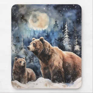 Tapis De Souris Ours Grizzly et bébé