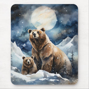 Tapis De Souris Ours Grizzly et bébé