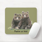 Tapis De Souris Ours mignons d'aquarelle personnalisés (Avec souris)