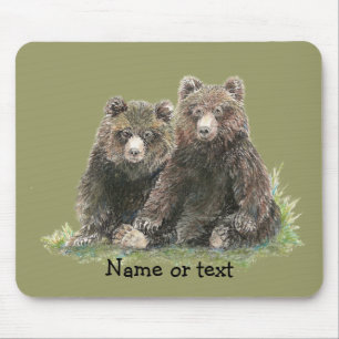 Tapis De Souris Ours mignons d'aquarelle personnalisés
