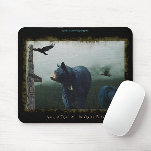 Tapis De Souris Ours noirs, Ravins & Totem-Pole Faune Mousepad (Avec souris)