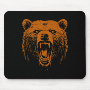 Tapis De Souris Ours orange en colère Ours grizzly randonnée campi