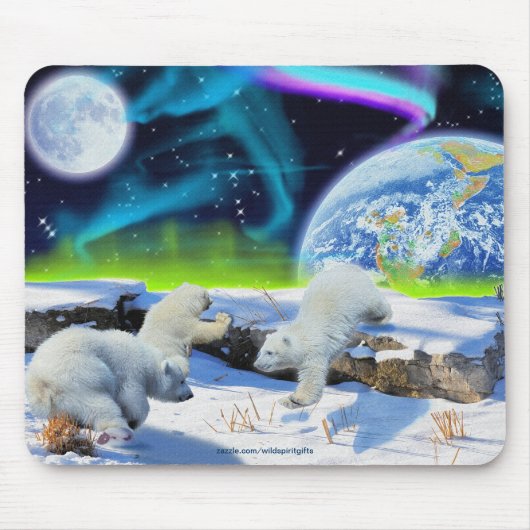 Tapis De Souris Ours Polaire & Aurora Borealis Art Mousepad (Devant)