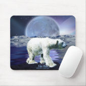 Tapis De Souris Ours polaire et lune arctique Faune Art Mousepad (Avec souris)