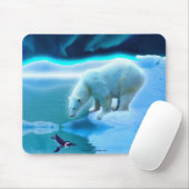 Tapis De Souris Ours polaire et pingouin Arctic Wildlife Art Mouse (Avec souris)