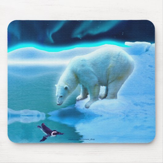 Tapis De Souris Ours polaire et pingouin Arctic Wildlife Art Mouse (Devant)