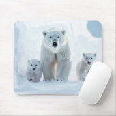 Tapis De Souris Ours polaire Famille animal errant (Avec souris)