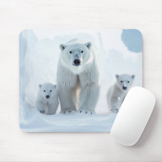 Tapis De Souris Ours polaire Famille animal errant (Avec souris)
