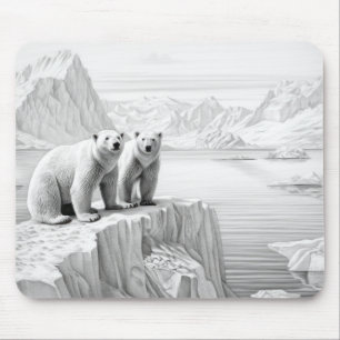 Tapis De Souris Ours polaire Predator animal Wild Nature Encre cro