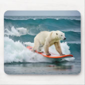Tapis De Souris Ours Polaire Surfant Sur Un Surf (Devant)