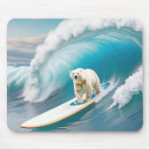 Tapis De Souris Ours Polaire Surfant Sur Un Surf (Devant)