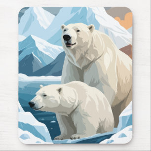 Tapis De Souris Ours polaire Vector Art Animal Majestic Nature sau