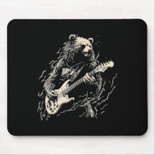 Tapis De Souris Ours Rétro Jouer Basse Guitare Ours Guitariste Mus