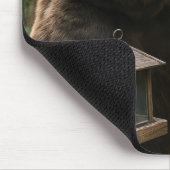 Tapis De Souris Ours tenant un éleveur d'oiseaux vide (Coin)