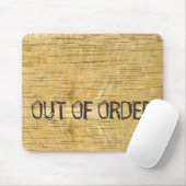 Tapis De Souris "Out of Order" griffé sur bois (Avec souris)