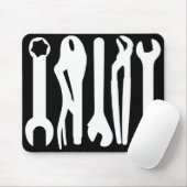 Tapis De Souris Outils - Blanc sur noir (Avec souris)